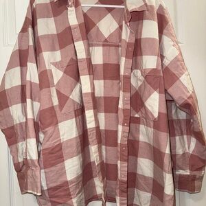 Divided Womens Casual Checkered Shirt - Pink and Cream